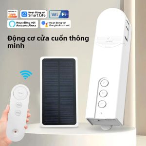 Điều Khiển Rèm Cuốn Thông Minh WiFi Tấm Pin Năng Lượng Mặt Trời Động Cơ Rèm Tự Động Chạy Bằng Pin Tương Thích Với Alexa Google Home Điều Khiển Rèm Tự Động Tuya