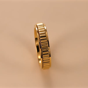 Chow Sang Sang 周生生 999 Gold MINTYGREEN Gears design Ring for Women & Men (Size: 17 Diameter 18mm) 94978R Price-by-Weight 7.86g Gold