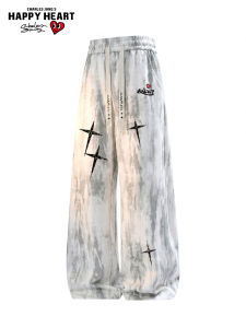CHARLES JANGS HAPPY HEART | Charles Hearts Streetwear Style Loose Straight Wide Leg Casual Pants Men Spring Summer