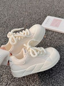 Pebel Thick Bottom High Top Womens Sneakers Summer 2025 Fashion Casual Shoes Comfortable Breathable Cross Laced round Toe