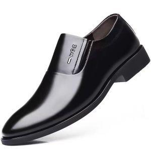 Genuine Leather Mens Shoes Business Formal Increase Height Wedding Casual Work Black High End Office Shoes Derby Shoes