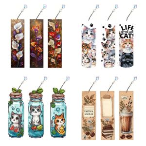 DIY diamond painting set of 3 pieces/sets cute animal pattern PET material diamond painting bookmarks with crystal pendant