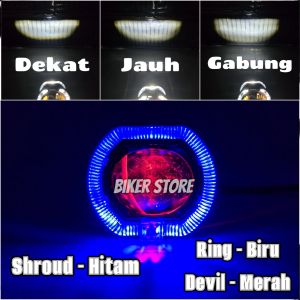 Projie Biled Cut Off Mini 2.5 INC D2 D3 Jauh Dekat 30watt Waterproof Plus Devil Ala Biled PNP Semua Motor