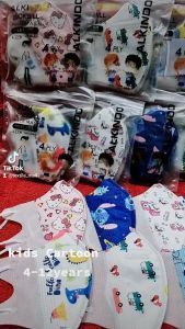 Kid 3ply 4ply 3D cartoon 10pcs pack Disposable Face Mask blue/black 50pcs Kids Earloop Masks Colour Cartoon Pelitup Muka Budak Berwarna小孩卡通一次性口罩