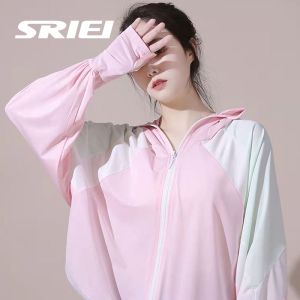 SRIEI Sun Protection Clothing for Women Summer Breathable Cooling Fabric jogging Jacket 防晒衣
