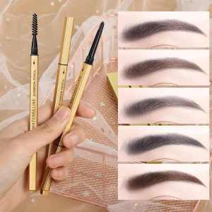 Waterproof Ultra Fine Gold Bar Eyebrow Pencil Double Headed Long Lasting Sweatproof Makeup Remover Friendly for Beginners