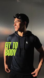 Hoodie Lengan Pendek Olahraga Pria Short Sleeve Kaos Jaket Sport Polos Sweatshirt Gym Fitness Running Training