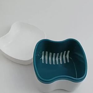Hộp Đựng Bộ Lọc Răng Hai Lớp PIORPOY Hộp Vệ Sinh Răng Giả Di Động Hộp Đựng Răng Giả Bằng Nhựa Màu Xanh Lá/xanh Dương/đỏ Có Lưới Lọc