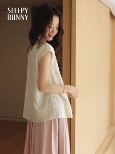 Heavy Embroidery Sleeveless Round Neck Slimming Shirt Summer