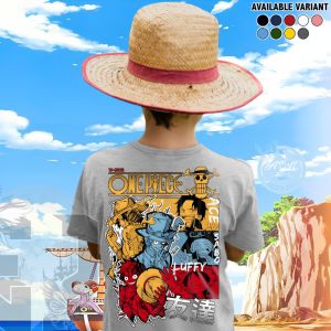 Baju Kaos T-shirt Distro anak Laki-laki/perempuan gambar LUFFY ACE SABO/import baju murah anak laki-laki gambar luffy Ace Sabo/baju anak anime One piece/baju murah anak umur 2-13 tahun/kaos bahan polyester super lembut nyaman dan tebal