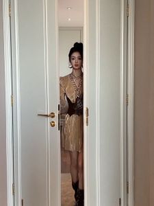 Váy nữ ZYHT EraVogue Váy vàng Váy hình chữ A Váy da Váy công sở Váy Hiso Váy cổ điển Váy dạ hội 21460