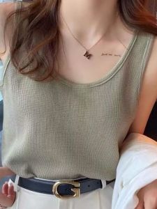 เสื้อกล้ามแขนกุด Viscose Cool I-Shape สําหรับผู้หญิงสีขาวบริสุทธิ์พร้อมองค์ประกอบด้ายสไตล์หวานยุโรปและอเมริกา