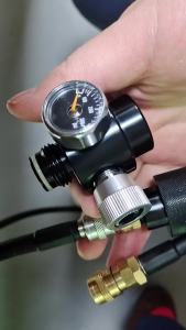 ZIMAKYFA | HPA CO2 Regulator with 100cm 40 Inches Low Pressure SLP FLEX Remote Hose Line to .825"-14NGO Tank Regulating Range 0~200 PSI