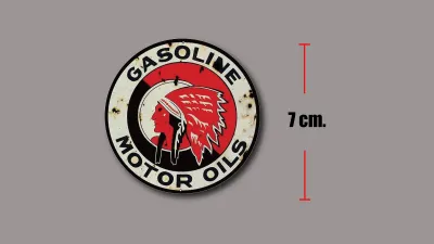 sticker pvc red indian motor oil สติกเกอร์ วินเทจ เรด อินเดียน งานพิมพ์ดีที่สุด OFFSET PRINTING เคลือบ UV กันแดด กันน้ำ