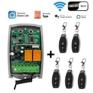 1PCS 2 ช่อง WIFI Tuya สมาร์ทรีโมทคอนโทรลตัวรับสัญญาณภายนอกประตูโรงรถ Controller 1PC-5PCS 433mhz เครื่องส่งสัญญาณ