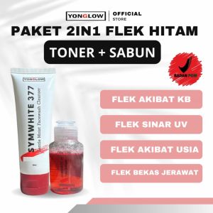 Yonglow Paket 2in1 Flek Hitam Membandel Melasma Hiperpigmentasi Toner Sabun Darkspot Symwhite 377 Pemutih Kulit Wajah Glowing BPOM