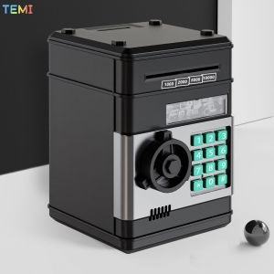 TEMI Electronic Piggy Bank ATM Password Money Box Cash Coins Saving Box ATM Bank Safe Box Automatic