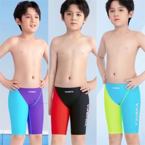 Yingfa Boys Racing Swim Shorts Quick-Dry 5-Inch Professional Training Trunks For Young Athletes