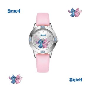 Disney | Cartoon Pattern Stitch Girls Watches for Kids Leather Strap Children Watch with Rhinestone Dial Reloj Stich Exquisite Gift*.*