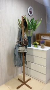 RRH Wood Bag Rack Stand White/Brown/Wood Solid Wood Organizer Bedroom Coat Unbrella Rack Stand With 8 Hooks