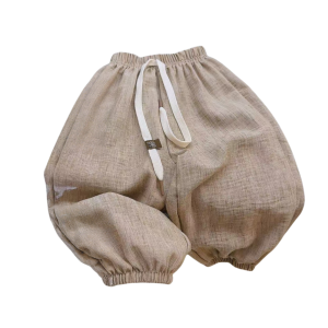 2026 Summer Cotton Linen Kids Pants Thin Anti-Mosquito Pants for Boys Elastic Waist Loose Harem Girls Trousers