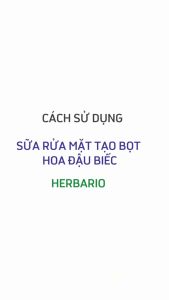 Combo Sữa rửa mặt tạo bọt Hoa đậu biếc Herbario 100ml + Toner Hoa đậu biếc Herbario 200ml