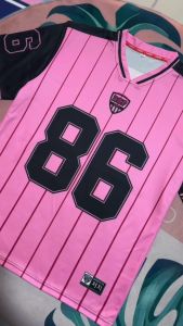 Baju Jersey Rugby Wanita Black Pink Hockey Full Printing Casual Sport / Kaos Jersey Wanita