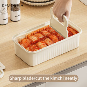 Korean Kimchi Cutting And Preservation Box with Stainless Steel Blade Sealed Lunch Box Flip Cover Freshener for Kimchi And Food