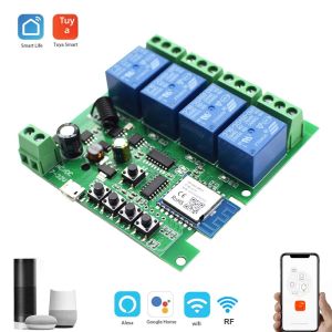4CH Tuya สวิตช์อัจฉริยะโมดูลควบคุมมอเตอร์12V 24V 110V 220V 4ช่อง WiFi รีเลย์ Alexa Google Home ควบคุมด้วยเสียง