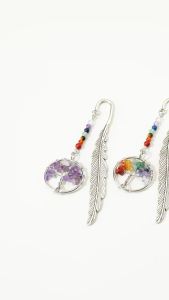 1 Cây Đánh Dấu Trang Hình Cây Sự Sống Với 7 Mảnh Pha Lê Tự Nhiên Chakra Chất Liệu Kim Loại Cổ Điển Phụ Kiện Đọc Sách Dành Cho Học Sinh Quà Tặng