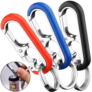 Người đàn ông khóa dụng cụ mở chai chìa khóa bằng thép không gỉ Mặt dây chuyền nhẫn móc đa năng ngoài trời Leo keyfob kinh doanh Keychains Phụ Kiện Móc