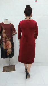 Váy Đầm trung niên VH025 Được thiết kế fom dáng A che bụng Kết đá kim sa sang trọng quý phái dành cho tuổi trung niên