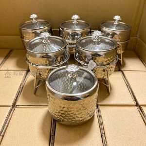 [304 Hammered Seasoning Jar] Stainless Steel Seasoning Box Suit MSG Seasoning Box Salt Jar Shelf Set
