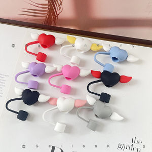 Colorful Large Diameter Silicone Straw Stopper Cap Heart Wings Heat Resistant for Stanley Straw Cup Fresh Style Drinking Utensils