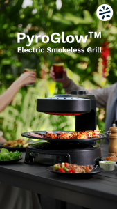 KITH Smokeless BBQ - PyroGlow Knob | 99.9% Smokeless | Patented 360° Auto-Rotate Grill Pan | SBG-KC-BG2