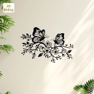 CIFbuy | 1PC Kim Loại Treo Tường Nghệ Thuật Điêu Khắc Hoa Thanh Lịch Nhánh Côn Trùng Thiết Kế Cho Phòng Khách Phòng Ngủ Trang Trí Nhà Giáng Sinh Quà Tặng Sinh Nhật