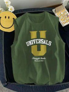 Áo Vest Không Tay American Style Rộng Rãi Cho Nam Mùa Hè Thời Trang Phong Cách HongKong Thể Thao Thường Ngày Dán Nhãn Quần Áo Học Sinh Áo Len Cotton Thoáng Khí
