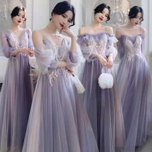 Female Formal Evening Long Dress Wedding Sisters Bridesmaid Slim Gracefully Graduation Debut Purple Gown For Women