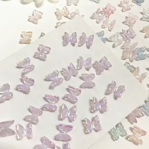 FenHuan 30PCS ญี่ปุ่น Aurora ผีเสื้อเล็บเครื่องประดับระเบิดน้ำแข็งใสสีเมจิกสเตอริโอเรซิ่นผีเสื้อเล็บ nail Accessories