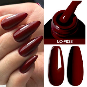 LILYCUTE 7ML Wine Red Gel Nail Polish Shining Red French Style Semi Permanent Nail Art Varnish Long Lasting UV LED Gel Manicure