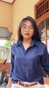 Kemeja Polos Korean Style Wanita Cantik Kekinian Bahan Shakila Twill Nyaman By Azka Collection