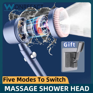 Bathroom 5 Mode High Pressure Massage Detachable Filter Cartridge Multifunction Handheld Shower Head Toilet Bathing Tools