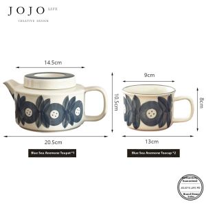 Vintage Glazed Flower Pattern Ceramic Water Jug Set