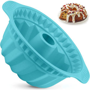 LMETJMA 9.5 นิ้วซิลิโคนร่องกระทะ Non-stickFluted เค้กกระทะทนทานครัว Bundt เค้กเบเกอรี่แม่พิมพ์ JT366