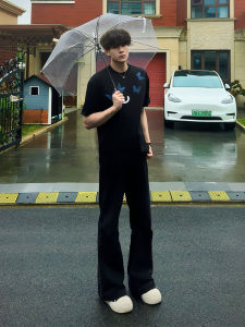 Quần Ống Rộng Cleanfit Màu Đen Cho Nam Mùa Hè Mỏng Cao Cấp Quần Ống Đứng Bằng Lụa Băng Quần Dài Thường Ngày Quần Ống Rộng