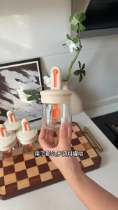 300ml Glass Seasoning Jar with Retractable Spoon Airtight Spice Container Kitchen Botol Perasa