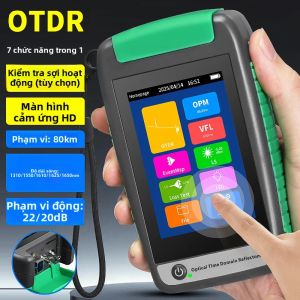 Máy Kiểm Tra Sợi Quang OTDR 80KM Với Màn Hình Cảm Ứng Máy Đo Phản Xạ Miền Thời Gian Quang Học Đa Chức Năng Tích Hợp OLS OPM VFL Bản Đồ Sự Kiện LED