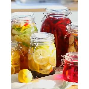 Hũ Lọ Thuỷ Tinh Tròn Nắp Cài Khoá Inox 450-3800ml Lọ Thủy Tinh Đựng Gia Vị Thực Phẩm Hũ Thủy Tinh Ngâm Củ Quả-HAUSE