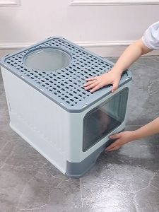 Cat Litter Box Extra Large Capacity With Drawer and Shovel With Top Entry Anti Splash Fully Closed