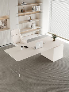 Cream Style Stone Plate Desk For Home Pure White Computer Desk Small Apartment Study Boss Desk Beauty Salon Desk